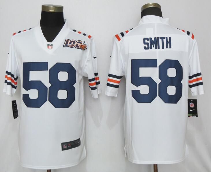 Men Chicago Bears #58 Smith Nike White 2019 100th Season Alternate Classic Retired Player Limited NFL Jerseys->milwaukee brewers->MLB Jersey
